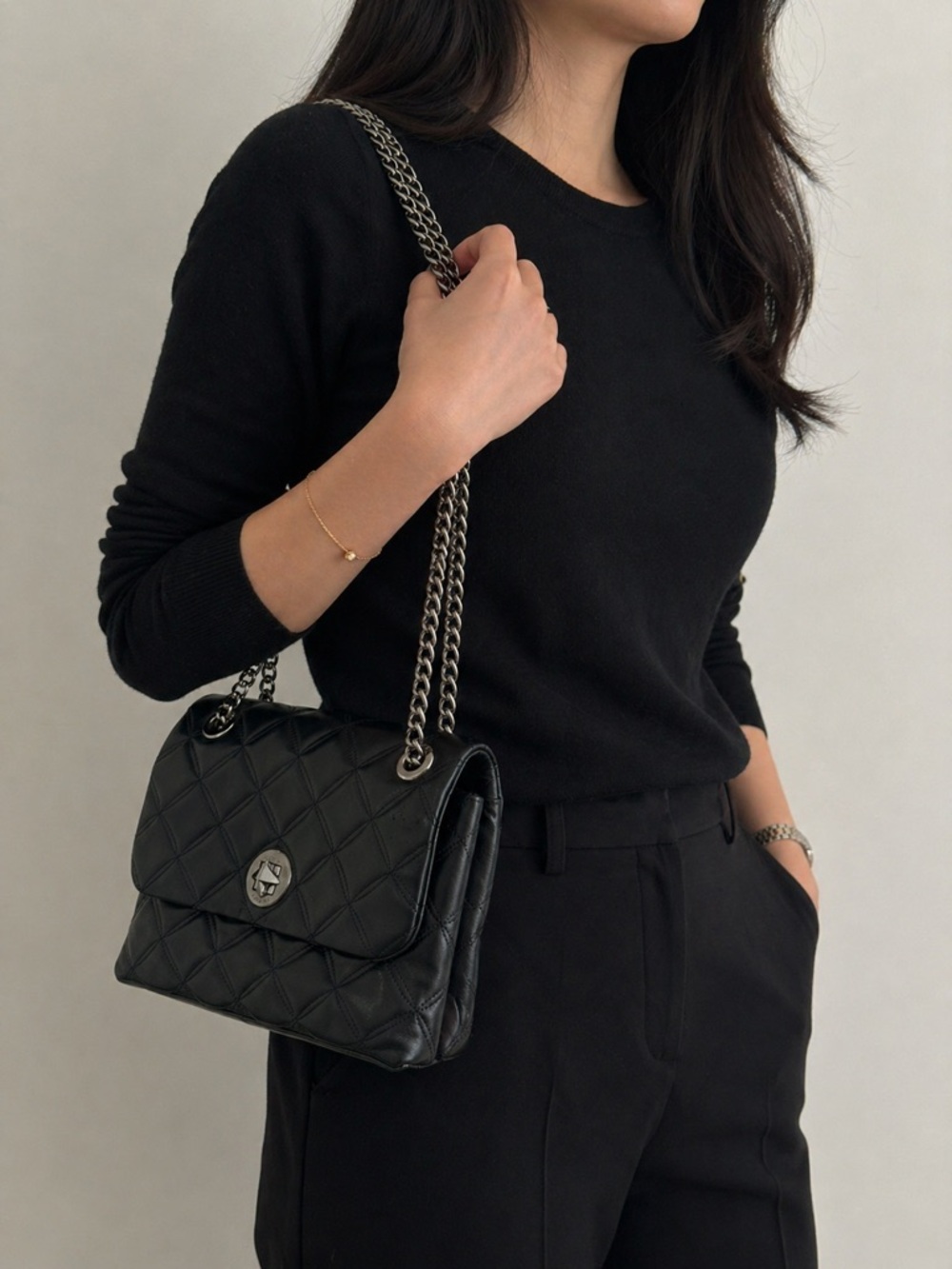 kate spade Black Quilted Chain Shoulder Bag